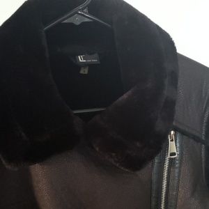 Faux leather faux fur moto jacket